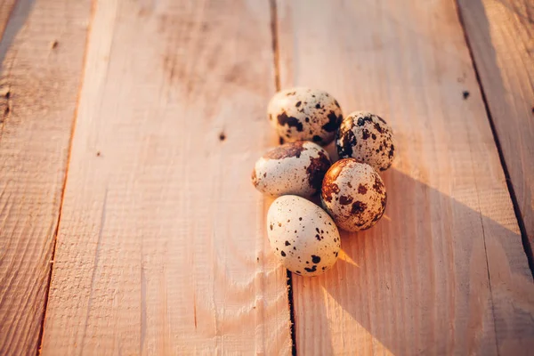 Αυγά Ορτυκιού Ξύλινο Φόντο — Φωτογραφία Αρχείου