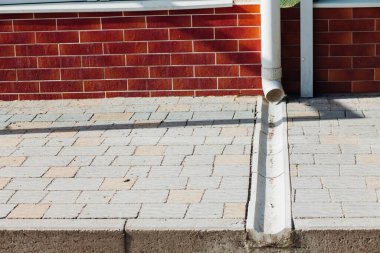 Gündüz vakti şehir parkında yürüyüş yolu taşları 