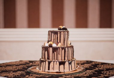 Lezzetli çikolatalı pasta, yakın plan tatlı tatlı.