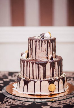 Lezzetli çikolatalı pasta, yakın plan tatlı tatlı.