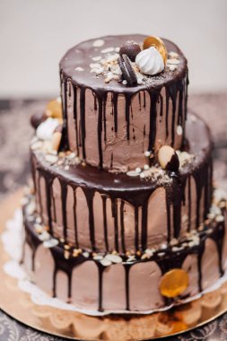 Lezzetli çikolatalı pasta, yakın plan tatlı tatlı.