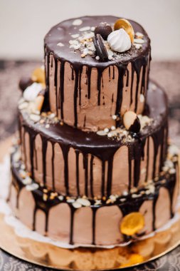 Lezzetli çikolatalı pasta, yakın plan tatlı tatlı.