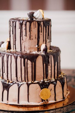 Lezzetli çikolatalı pasta, yakın plan tatlı tatlı.