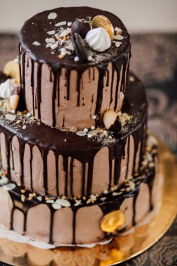 Lezzetli çikolatalı pasta, yakın plan tatlı tatlı.