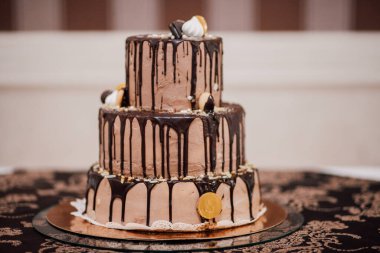 Lezzetli çikolatalı pasta, yakın plan tatlı tatlı.