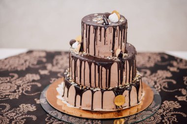 Lezzetli çikolatalı pasta, yakın plan tatlı tatlı.