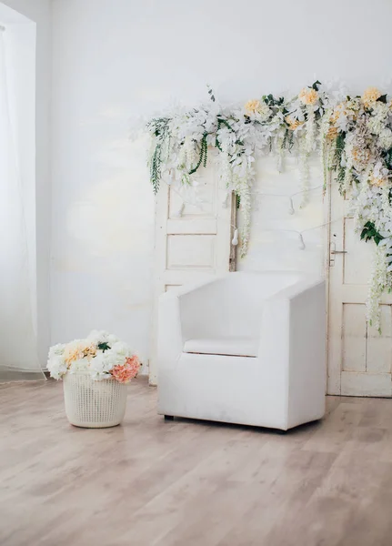 Flowers in studio design, floral interior decoration