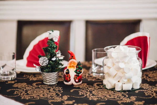 Mesa Serviço Festiva Pratos Toalha Mesa — Fotografia de Stock