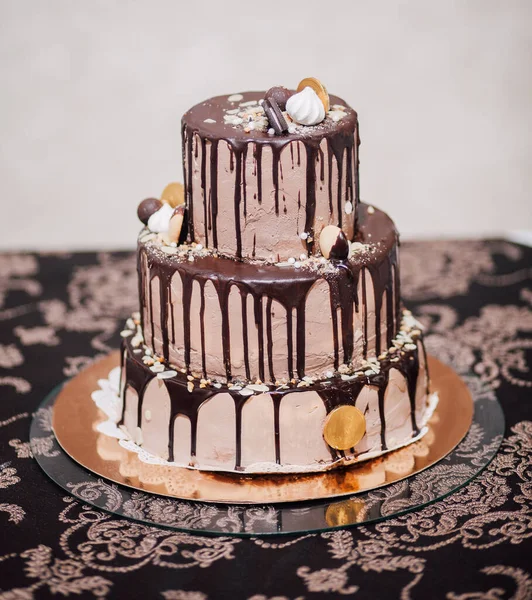 Tasty Chocolate Cake Closeup Shot Sweet Dessert — ストック写真