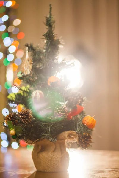 Christmas New Year Holidays Background Winter Season Tree Apartment Interior — Stock Photo, Image