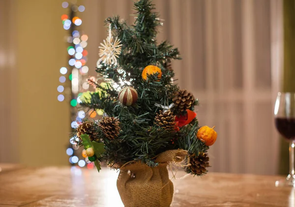 Natal Feriados Ano Novo Fundo Árvore Estação Inverno Interior Apartamento — Fotografia de Stock