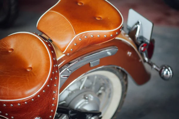 Retro Motorcycle Details Closeup Garage — 스톡 사진