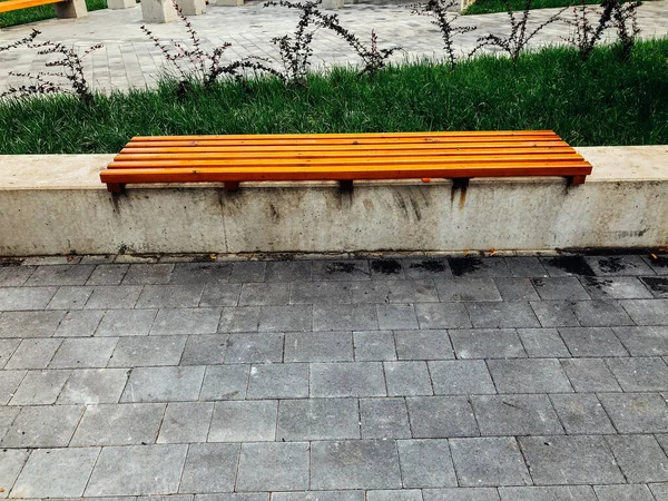 Wooden Bench City Park — Stock Photo, Image