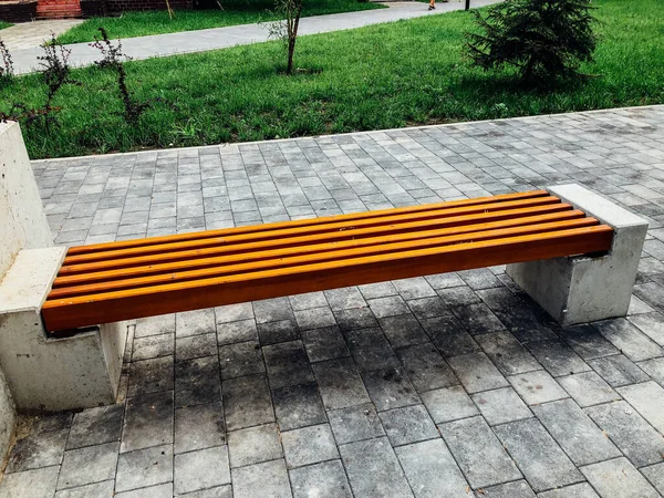 Wooden Bench City Park — Stock Photo, Image