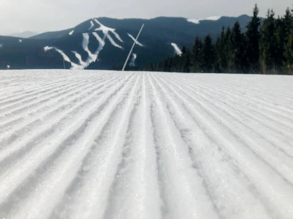 Pista Sci Vuota Perfettamente Preparata Durante Giorno — Foto Stock