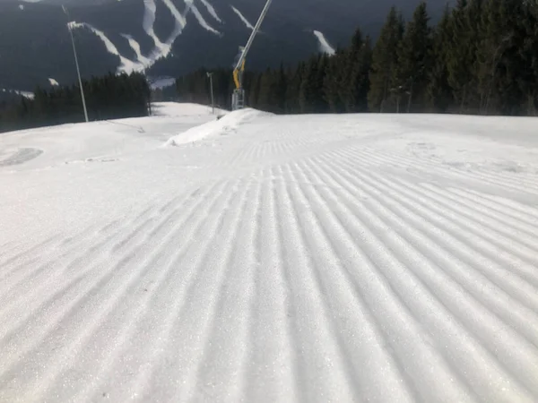 Pista Sci Vuota Perfettamente Preparata Durante Giorno — Foto Stock