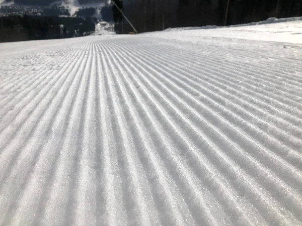 Pista Sci Vuota Perfettamente Preparata Durante Giorno — Foto Stock