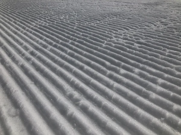 Perfectly Groomed Empty Ski Run Daytime — стоковое фото