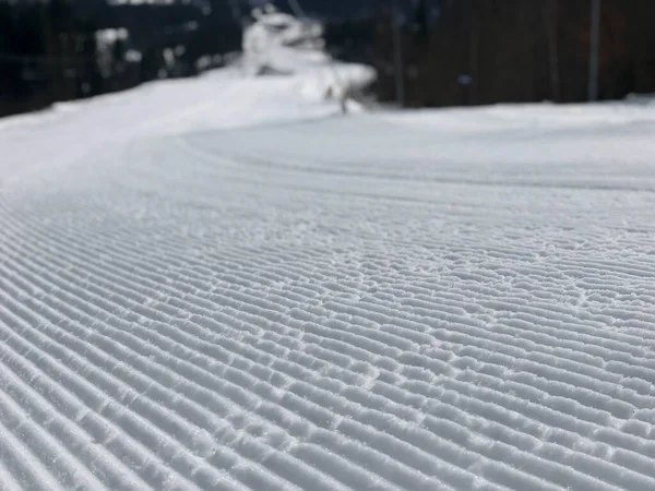 Pista Sci Vuota Perfettamente Preparata Durante Giorno — Foto Stock