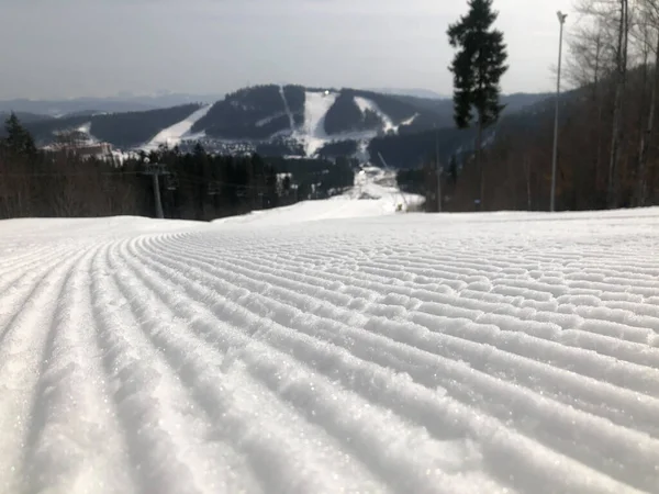 Pista Sci Vuota Perfettamente Preparata Durante Giorno — Foto Stock