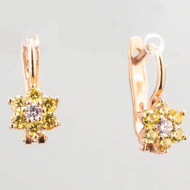 Beyaz arka planda izole edilmiş bir çift altın küpe.