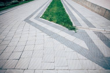Gündüzleri şık bahçede çeşitli renklerde birbirine yakın köşeler.