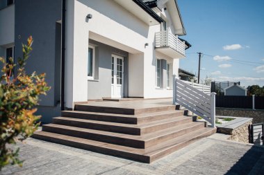 Exterior of modern house on rural street