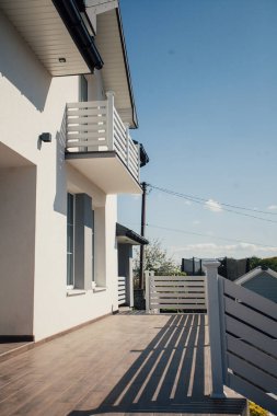 Exterior of modern house on rural street