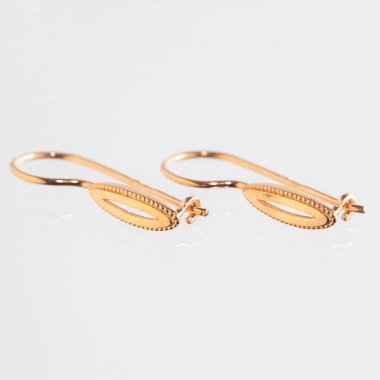 Beyaz arka planda izole edilmiş bir çift altın küpe.