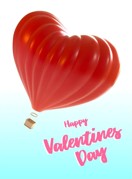 Beyaz ve mavi arkaplanlı kalp şeklinde büyük bir balon, üzerinde 
