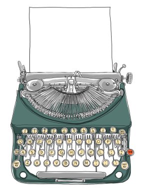 Yeşil daktilo ve Kağıt Hat sanatı