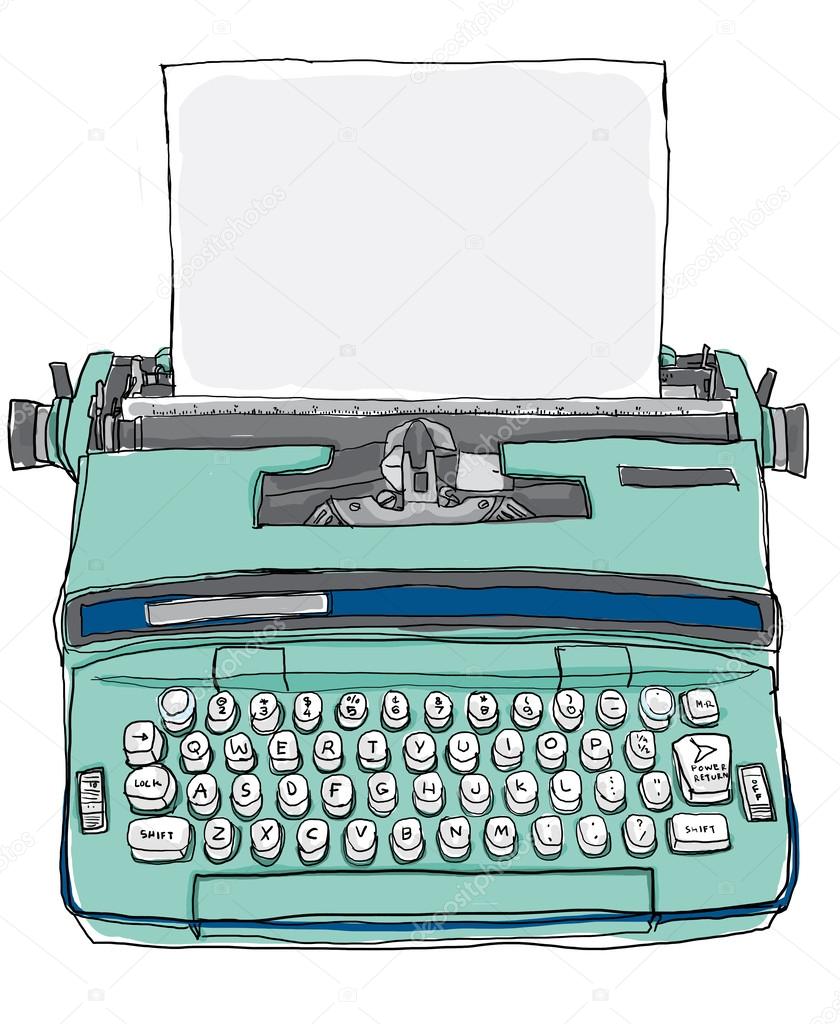 blue Typewriter vintage