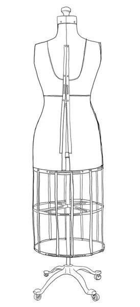 Vintage  Acme dress form with wire cage line art — Stock Photo, Image