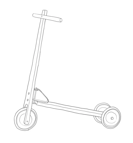 Scooter toy Wooden vintage line art — Stock Photo, Image