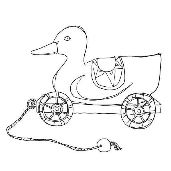 Duck τραβήξτε γραμμή ξύλινο παιχνίδι τέχνης — Φωτογραφία Αρχείου
