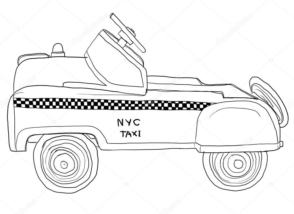 Dessin Au Trait Jouets Vintage De New York City Taxi Jaune