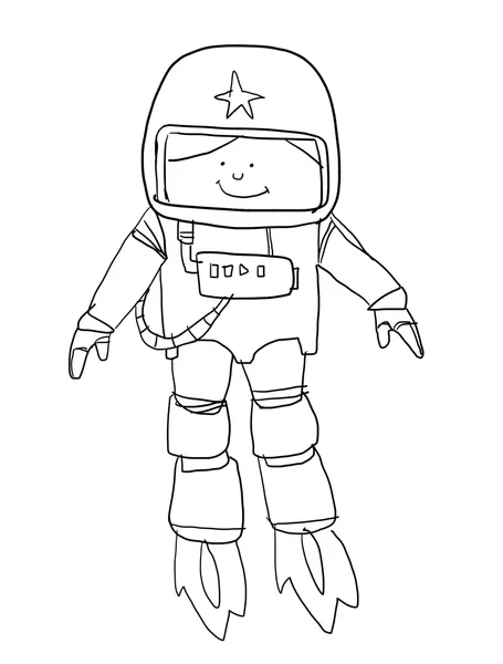Spaceboy χαριτωμένο γραμμικό σχέδιο — Φωτογραφία Αρχείου
