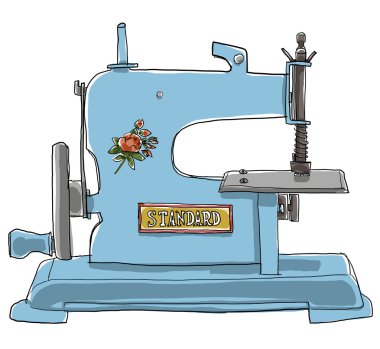 antika oyuncaklar mavi dikiş makinesi Fransız shabby chic eski oyuncak