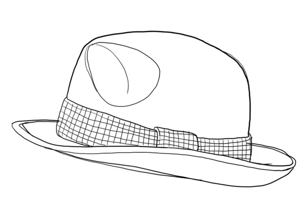 Men's   hat  Fedora line art — Stock Photo, Image