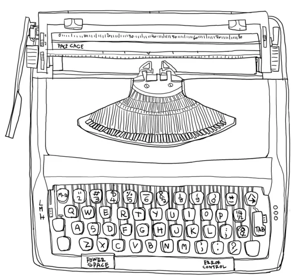 Typewriter two tone cream orange vintage line art — Stock Photo, Image