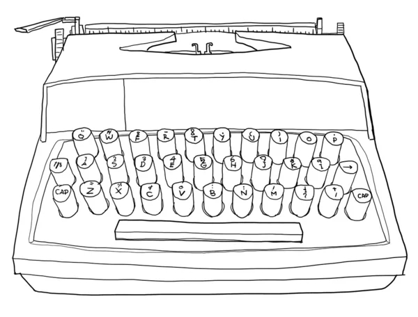 Red Vintage Typewriter  Industrial Kids Portable line art — Stock Photo, Image