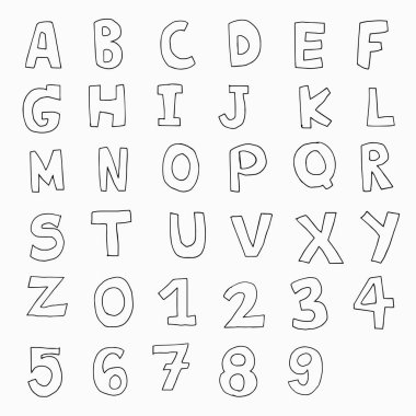 El çizimi harfler sanat vektörü çizimi
