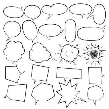 kabarcık konuşma çizgi filmi el çizimi vektör kümesi