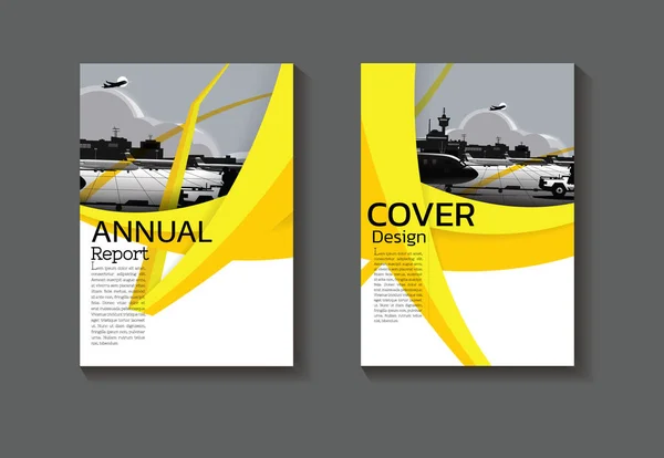 黄色のカバー現代的なデザインの抽象的なバックグラウンドブックカバーパンフレットテンプレート 年次報告書 雑誌やチラシのレイアウトベクトルA4 — ストックベクタ