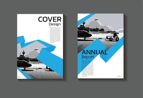 ブルーカバーデザインアブストラクトバックグラウンドブックカバーパンフレットテンプレート 年次報告書 雑誌やチラシのレイアウトベクトルA4 — ストックベクタ