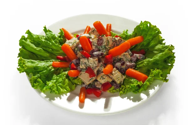 Bohnensalat mit Hühnchen — Stockfoto