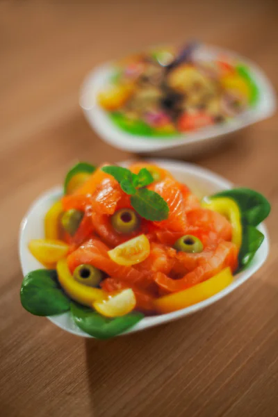 Fresh red fish salad — Stock Photo, Image