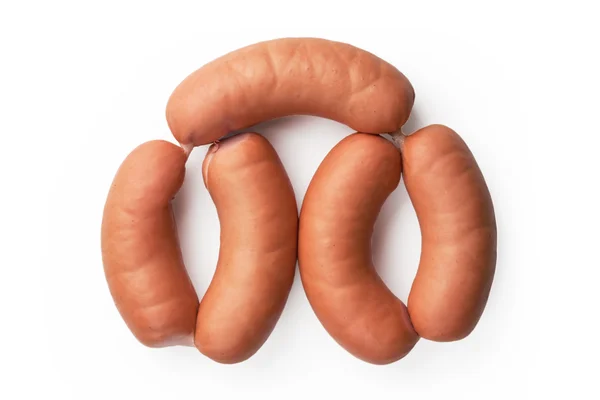 taze sosisler beyaz izoleсвіжі сардельки ізольовані на білому