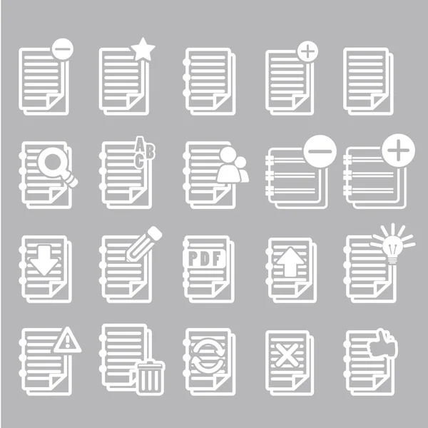 Documents note icons set — Stock Vector