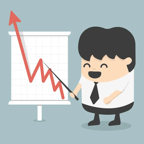 Zakenman met het bedrijfsleven groeiende grafiek — Stockvector